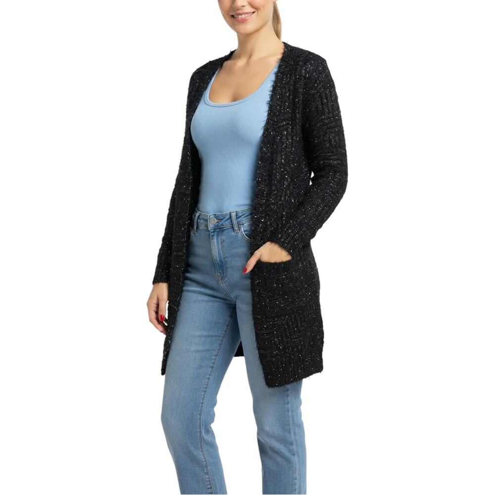 NWT Ellie & Kate Women's Open Front Textured Knit Cozy Long Cardigan